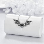 Bat Pendant Necklace in Sterling Silver for Halloween