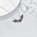 Bat Pendant Necklace in Sterling Silver for Halloween