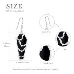 Gothic Bat Dangle Earrings with Black Onyx