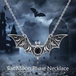 Bat Pendant Necklace in Sterling Silver for Halloween