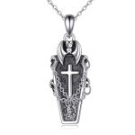 Gothic Bat Coffin Necklace in Sterling Silver