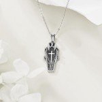 Gothic Bat Coffin Necklace in Sterling Silver