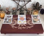 Engraved Wooden Altar Table for Witchcraft Practices