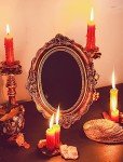 Antique Black Scrying Mirror for Wicca Divination