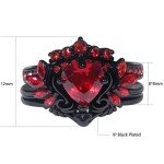 Matching Skull Rings with Red CZ – Couple's Set