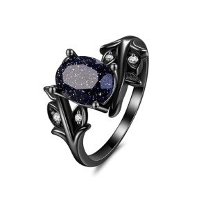 Blue Sandstone Sterling Silver Engagement Ring