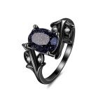 Blue Sandstone Sterling Silver Engagement Ring