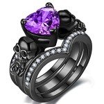 Gothic Skull & Flower Ring Set for Women
