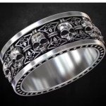 Gothic Skull Engagement Ring in Sterling Silver