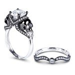 Twisted Skull Ring Set with White Diamond