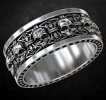 Gothic Skull Engagement Ring in Sterling Silver