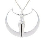Sterling Silver Large Moon Goddess Pendant Necklace