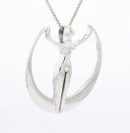 Sterling Silver Large Moon Goddess Pendant Necklace