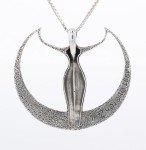 Sterling Silver Large Moon Goddess Pendant Necklace