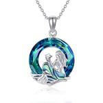 Sterling Silver Mermaid Crystal Pendant Necklace