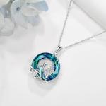 Sterling Silver Mermaid Crystal Pendant Necklace