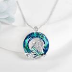 Sterling Silver Mermaid Crystal Pendant Necklace