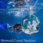 Sterling Silver Mermaid Crystal Pendant Necklace