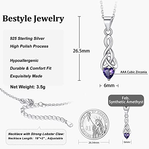 Celtic Knot Gem Necklace with Amethyst Crystal