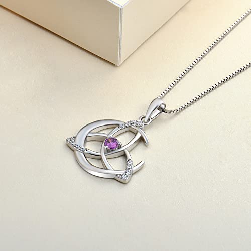 YL Celtic Knot Necklace 925 Sterling Silver Moon Pendant