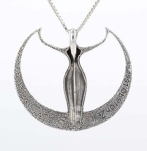 Sterling Silver Large Moon Goddess Pendant Necklace