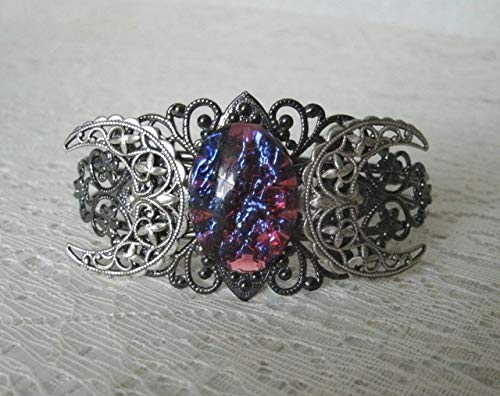 Fire Opal Triple Moon Cuff Wiccan Bracelet