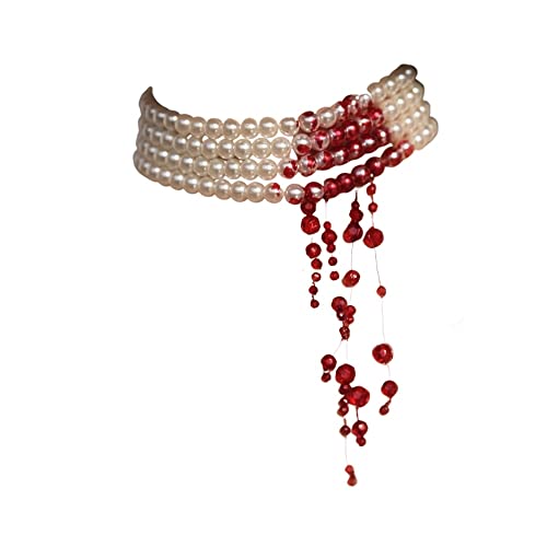 Dripping Blood Imitation Pearls Vampire Choker Necklace