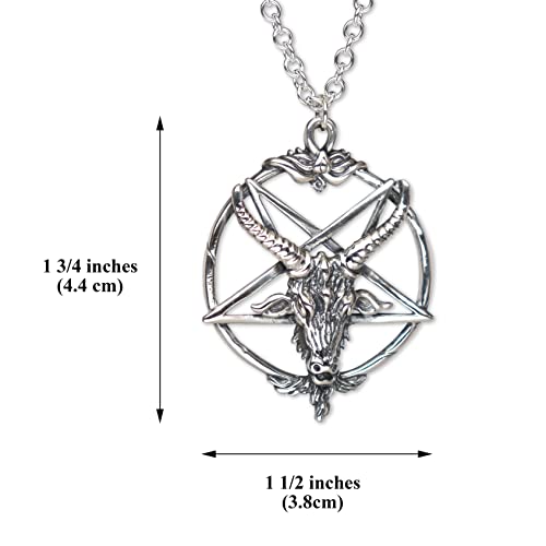 Sterling Silver Baphomet Goat Head Pendant with Necklace