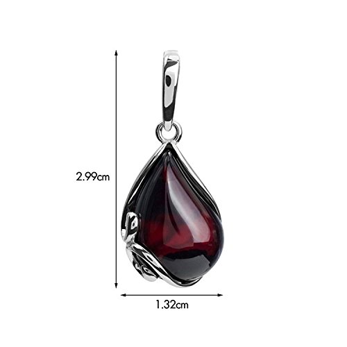Cherry Amber Sterling Silver Pendant Necklace