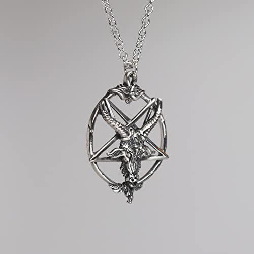 Sterling Silver Baphomet Goat Head Pendant with Necklace