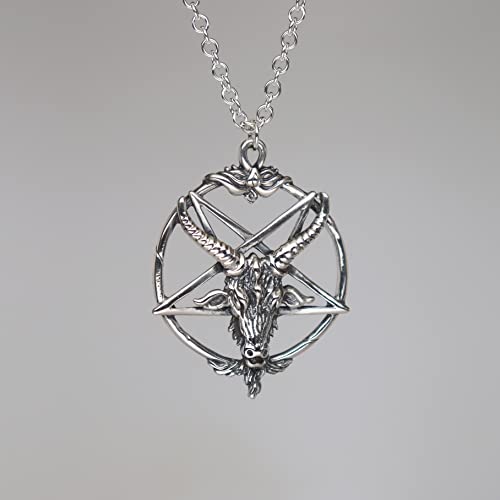 Sterling Silver Baphomet Goat Head Pendant with Necklace