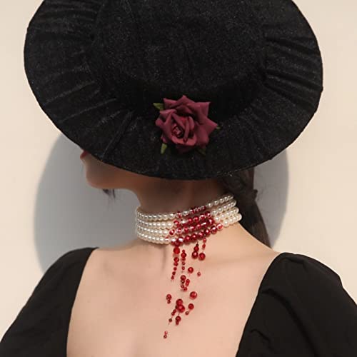 Dripping Blood Imitation Pearls Vampire Choker Necklace