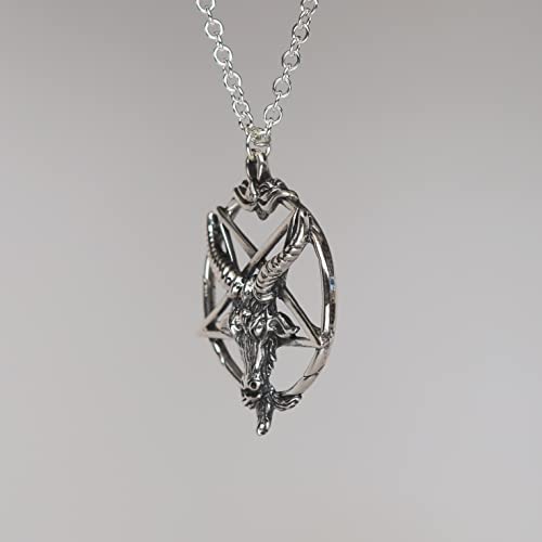 Sterling Silver Baphomet Goat Head Pendant with Necklace