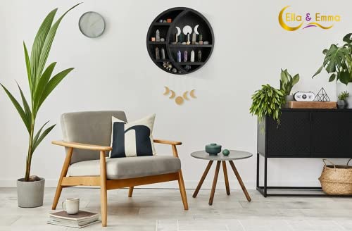 Ella & Emma Wooden Moon Crystal Shelf - Black