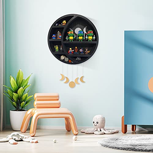 Ella & Emma Wooden Moon Crystal Shelf - Black