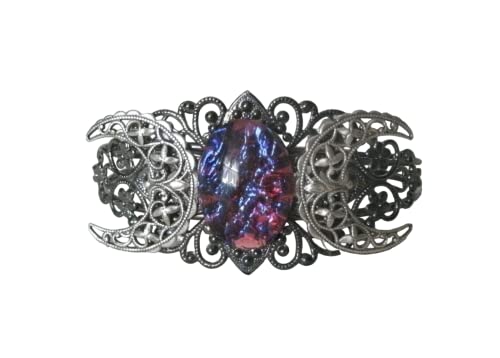 Fire Opal Triple Moon Cuff Wiccan Bracelet