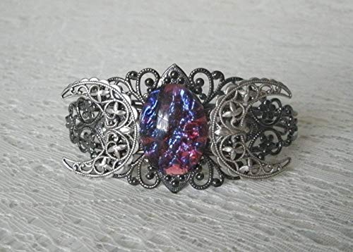 Fire Opal Triple Moon Cuff Wiccan Bracelet