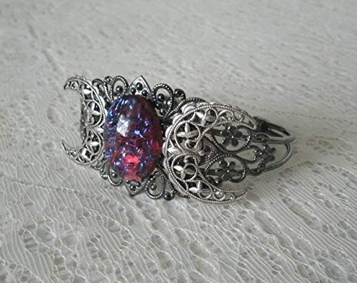 Fire Opal Triple Moon Cuff Wiccan Bracelet