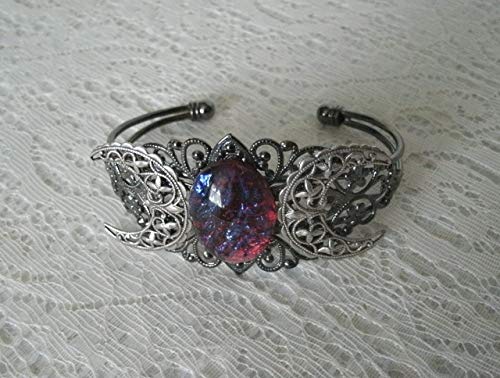 Fire Opal Triple Moon Cuff Wiccan Bracelet