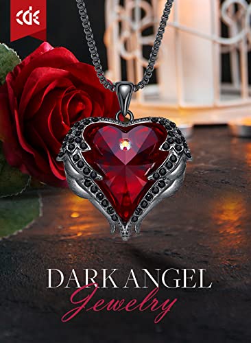 Womens Angel Wing Pendant Heart Necklace