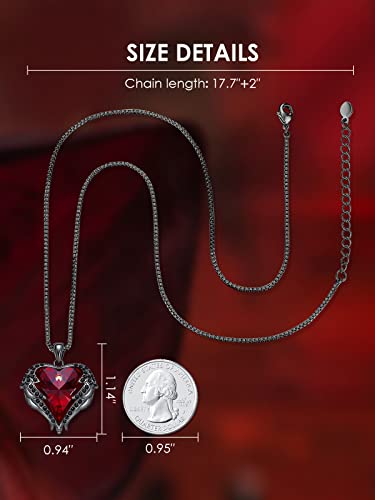 Womens Angel Wing Pendant Heart Necklace