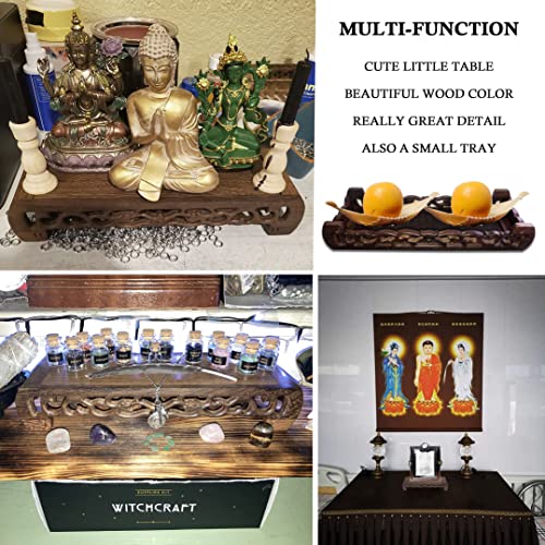 Wood Carved Meditation Altar Table for Abundance