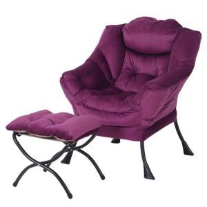 Cozy Velvet Lounge Chair with Footrest