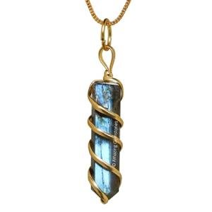 Labradorite Crystal Necklace - Gold Wire Wrapped