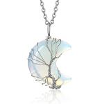 Tree of Life Crescent Moon Necklace with Moonstone