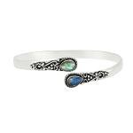 Silver Plated Labradorite Cuff Bracelet for Abundance