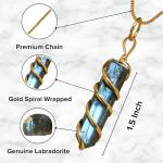 Labradorite Crystal Necklace - Gold Wire Wrapped