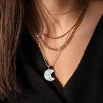 Tree of Life Crescent Moon Necklace with Moonstone