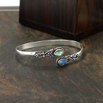 Silver Plated Labradorite Cuff Bracelet for Abundance