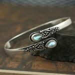 Silver Plated Labradorite Cuff Bracelet for Abundance